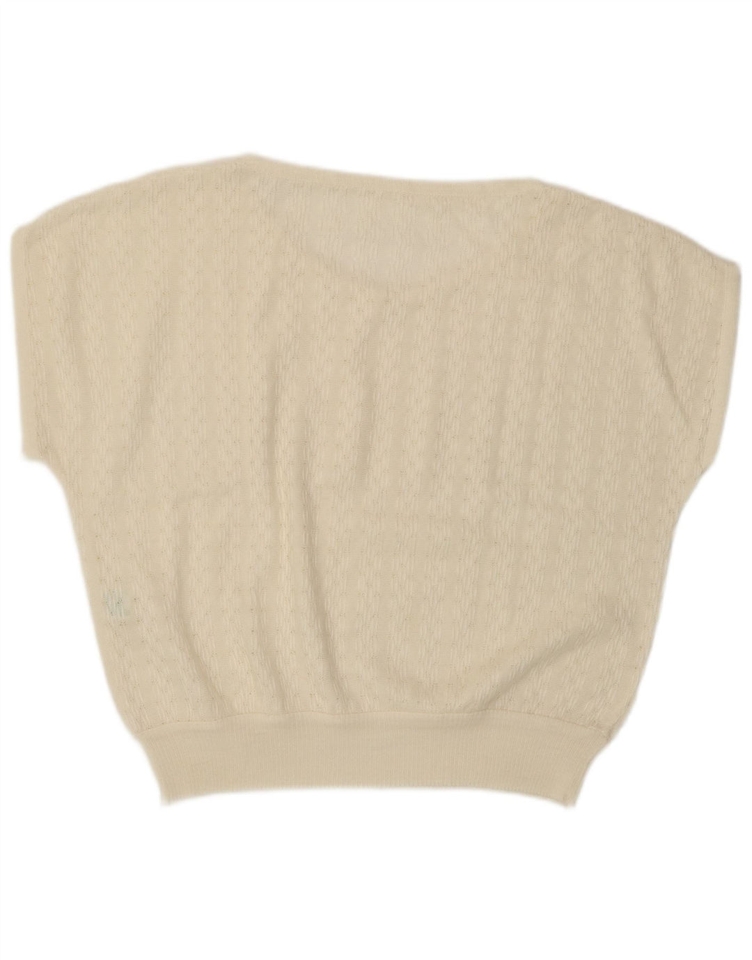 VINTAGE Damen Kurzarmpullover mit V-Ausschnitt IT 46 Large Weiß