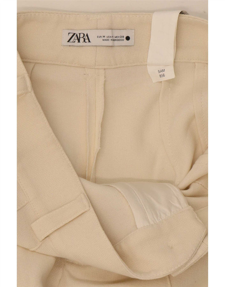 Gerade Freizeithose für Damen von Zara, mittelgroß, W32, L33, gebrochenes Weiß, Polyester