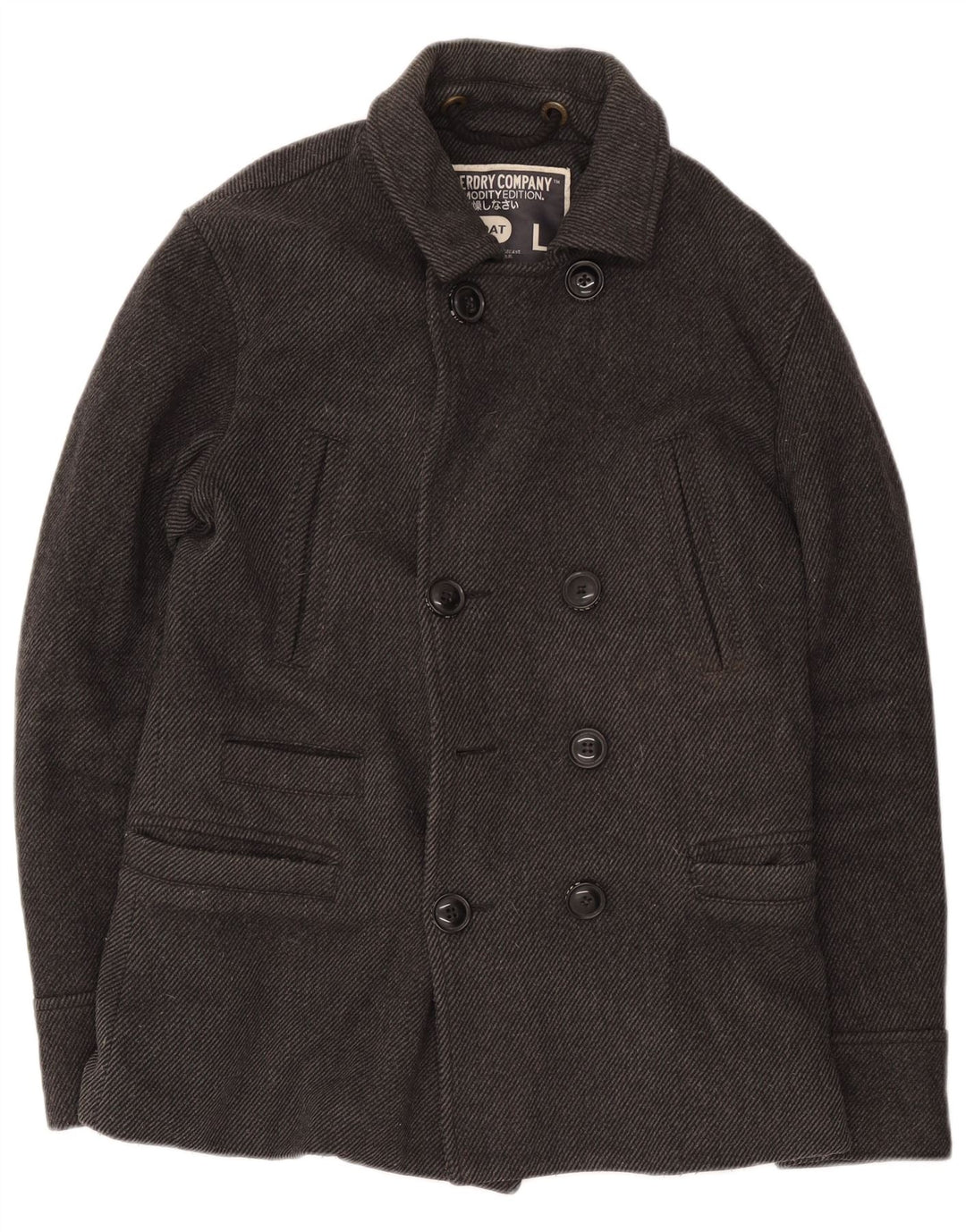 Superdry Herren Pea Coat UK 40 Große graue Wolle