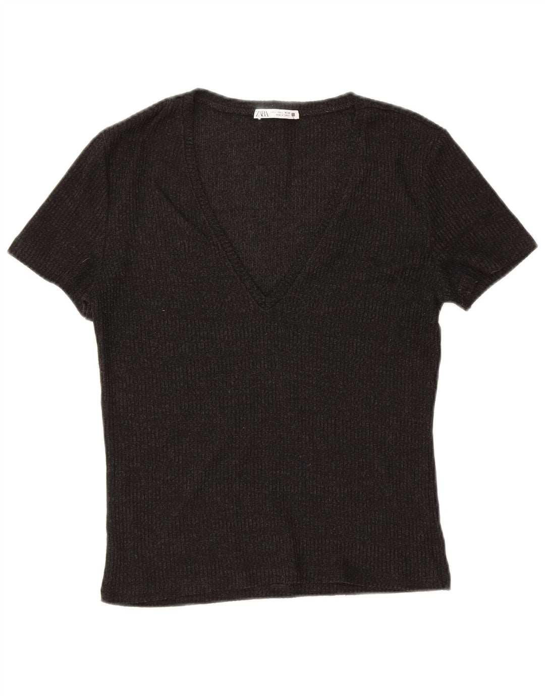 Zara Damen T-Shirt Top UK 14 Large Schwarz