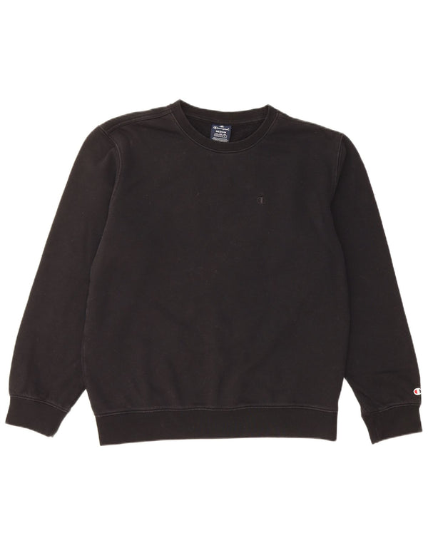 Champion Damen-Sweatshirt-Pullover UK 12 Mittelschwarze Baumwolle