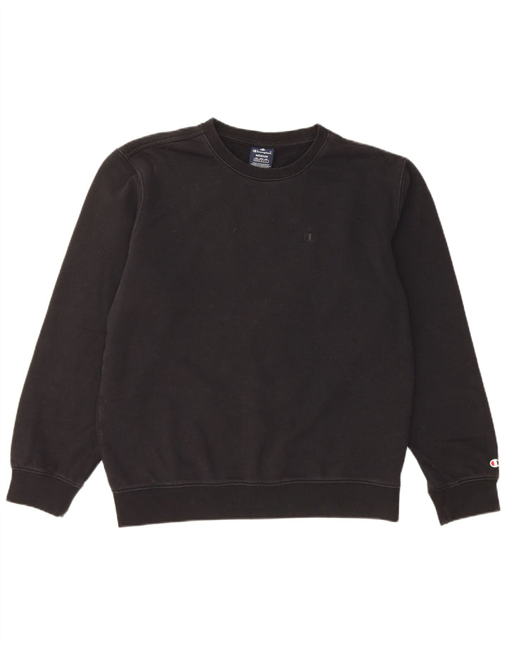 Champion Damen-Sweatshirt-Pullover UK 12 Mittelschwarze Baumwolle