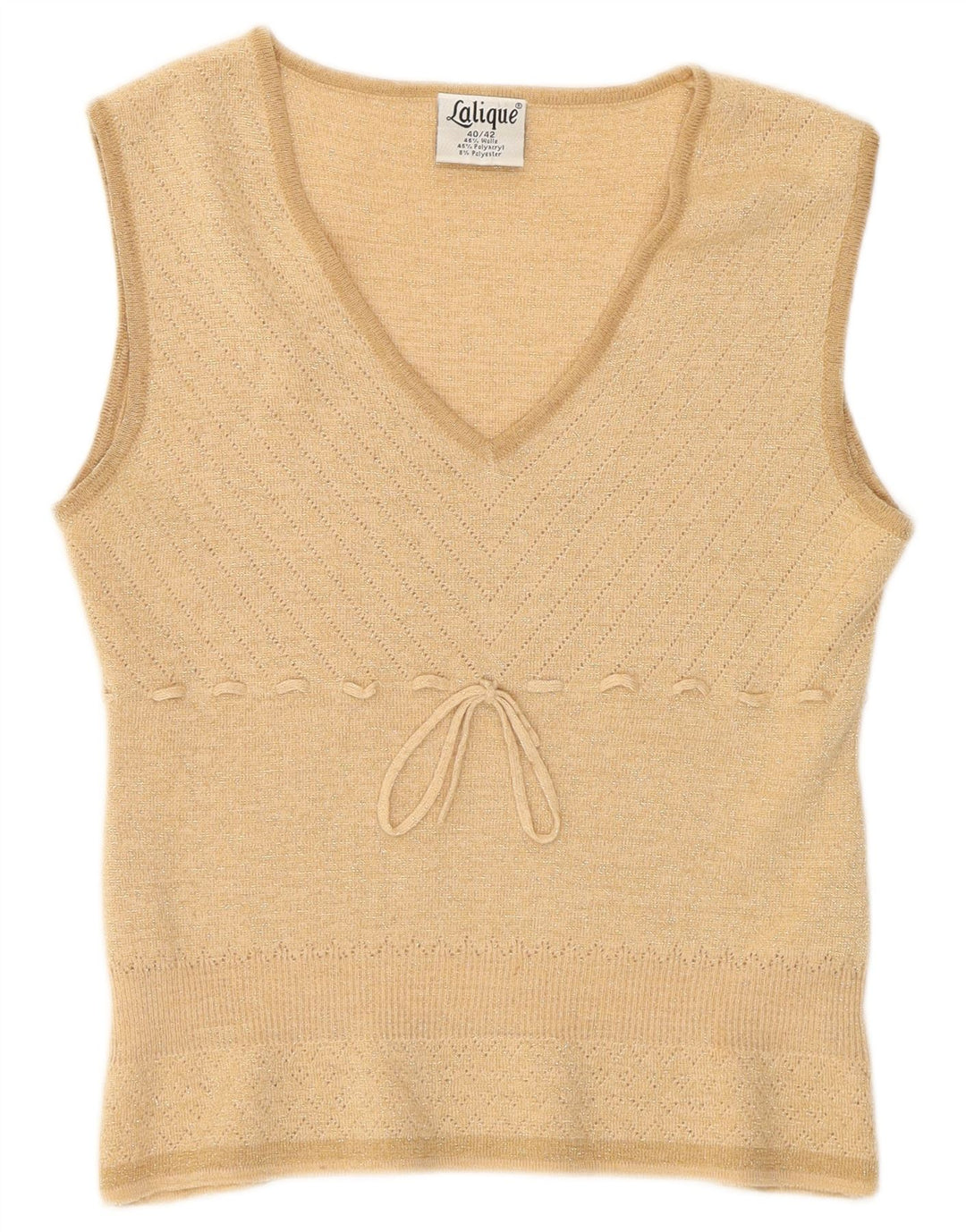 Vintage Damen Weste Tank Top IT 40/42 Kleine Beige Wolle
