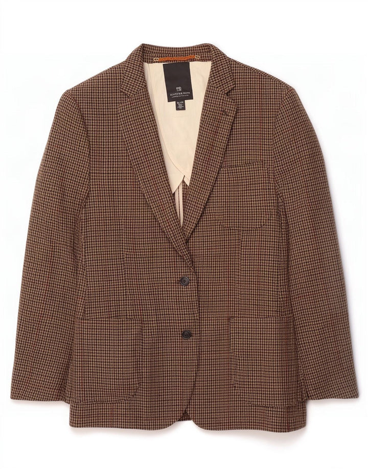 Scotch & Soda Herren 2-Knopf-Blazerjacke IT 52 XL Braune Hahnentrittwolle