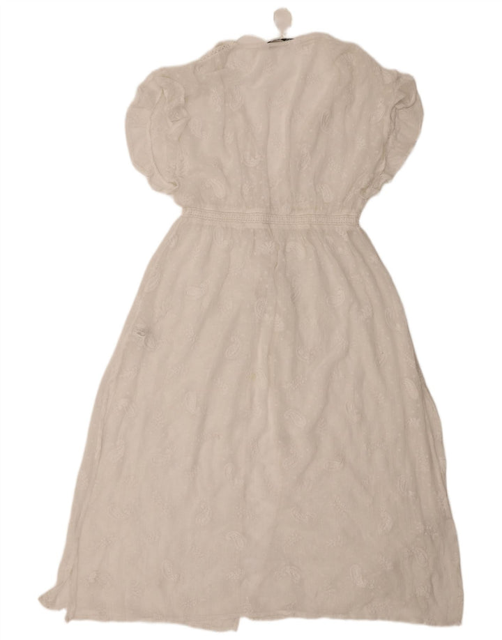 Durchsichtiges Maxikleid für Damen von Zara, Größe S, Weiß, Paisleymuster, Polyester