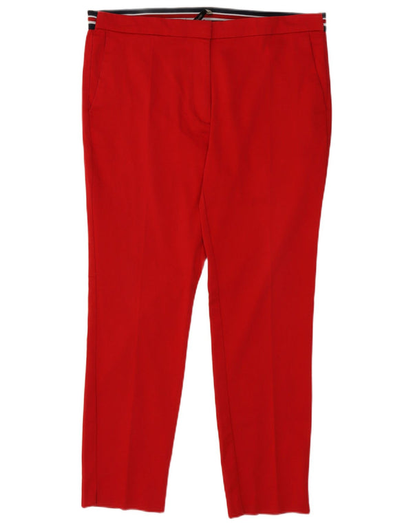Zara Damen Slim Chino Hose XL W32 L27 Rot