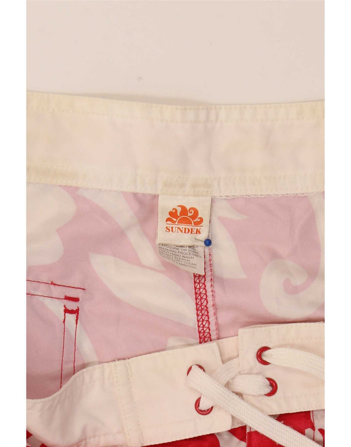 Sundek Herren-Badeshorts, groß, rotes Blumenmuster, Polyester