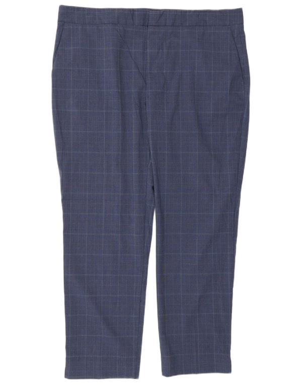 Gerade Anzughose für Damen von Zara, EU 44, XL, W34, L27, Marineblau mit Hahnentrittmuster