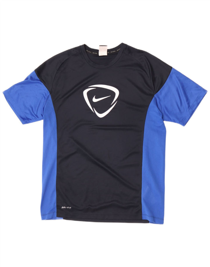 Nike Herren-T-Shirt mit Dri-Fit-Grafik, groß, Marineblau, Farbblock-Polyester