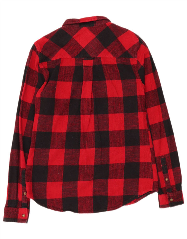 Superdry Damen-Flanellhemd mit klassischer Passform, UK 10, kleine rote Gingham-Baumwolle