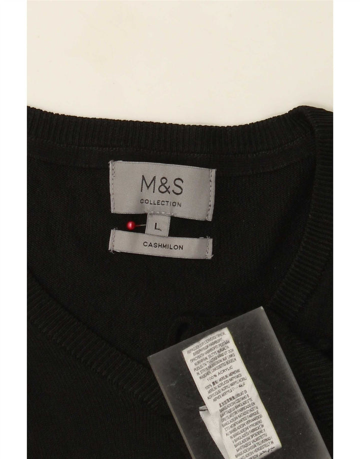 Marks & Spencer Herren-Pullover mit V-Ausschnitt, groß, Acryl, Schwarz