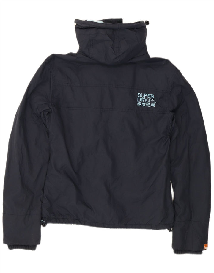 Superdry Damen-Windbreakerjacke mit Kapuze, UK 14, mittelmarineblaues Nylon