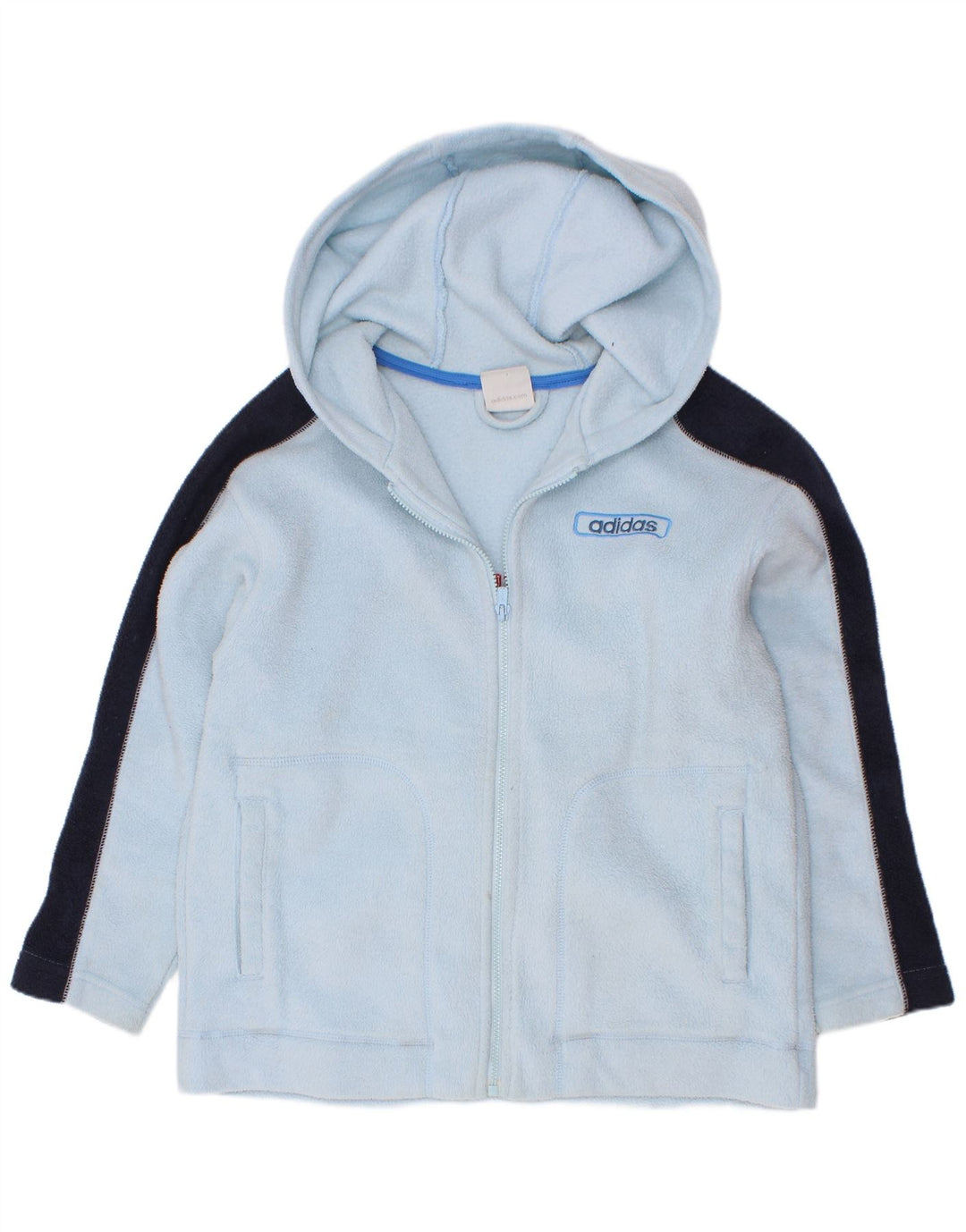 Adidas Jungen Fleecejacke mit Grafik, 7–8 Jahre, blaues Colourblock-Polyester