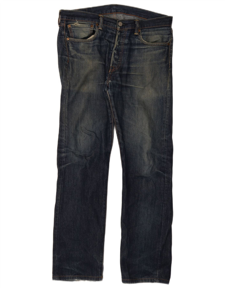 Levi's Herren 501 Straight Jeans W33 L34 Marineblaue Baumwolle