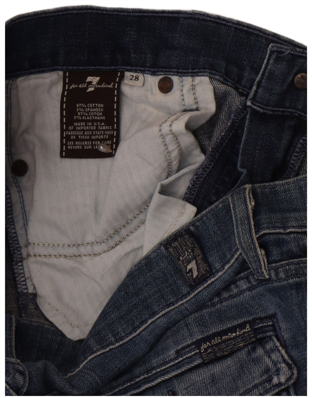 7 For All Mankind Damen Bootcut-Jeans W28 L33 Blaue Baumwolle