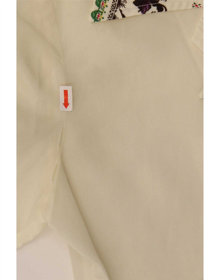 Vintage Damen Durchsichtige Hemdbluse IT 44 Medium Off White Floral