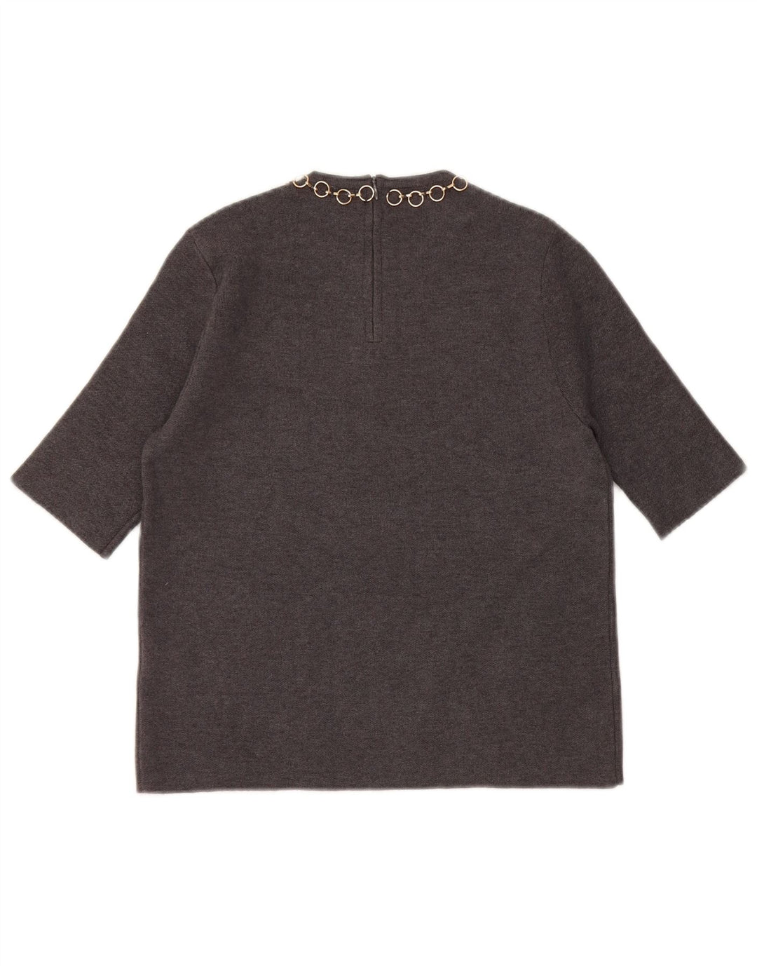 Zara Damen Crop Bluse Top UK 10 Small Graue Viskose