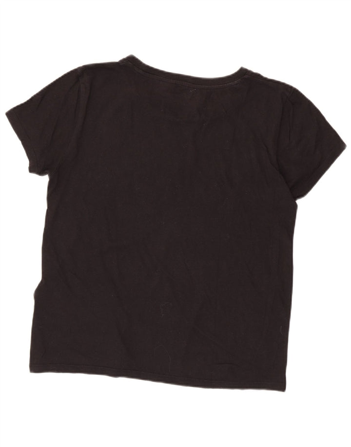 Levi's Womens Graphic T-Shirt Top UK 14 Mittelschwarze Baumwolle