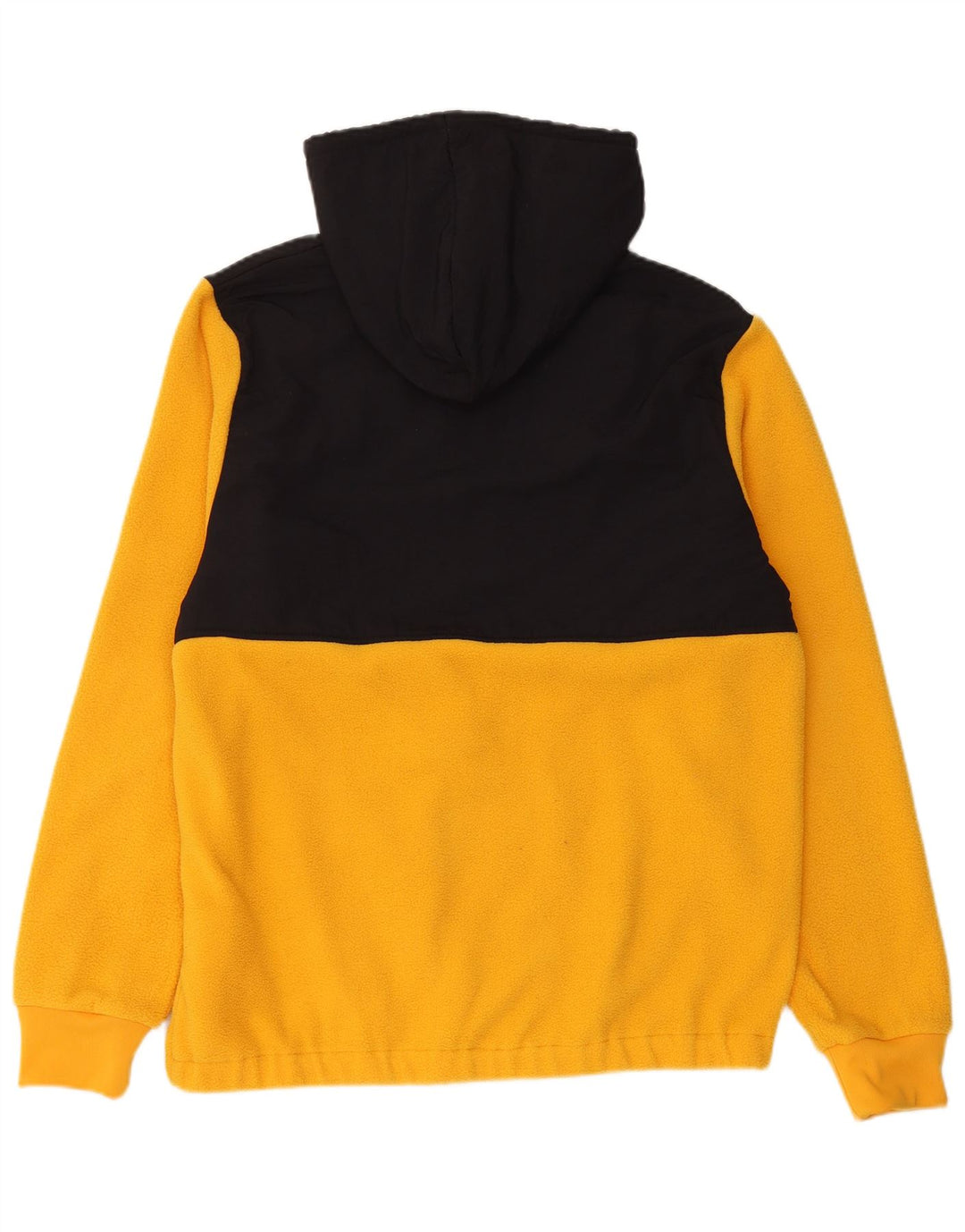 Fila Herren-Fleecepullover mit grafischer Kapuze, mittelgelbes Farbblock-Polyester