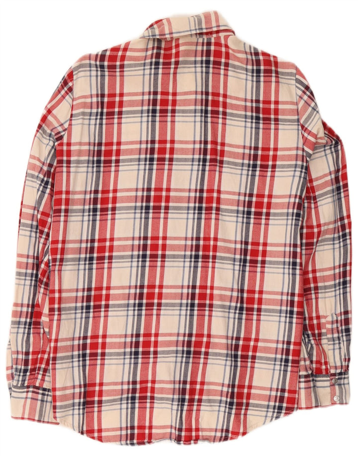 Zara Damen Flanellhemd UK 14 Mittelrot karierte Baumwolle