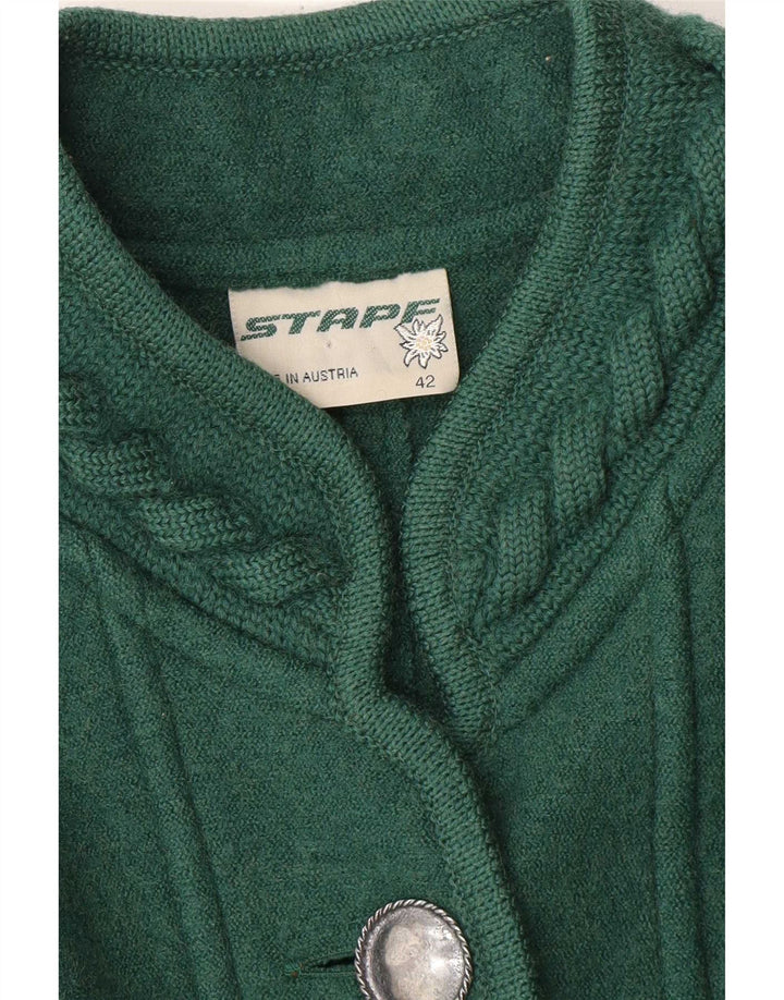 Stapf Womens Graphic Overcoat EU 42 Große grüne Blumen-Schurwolle