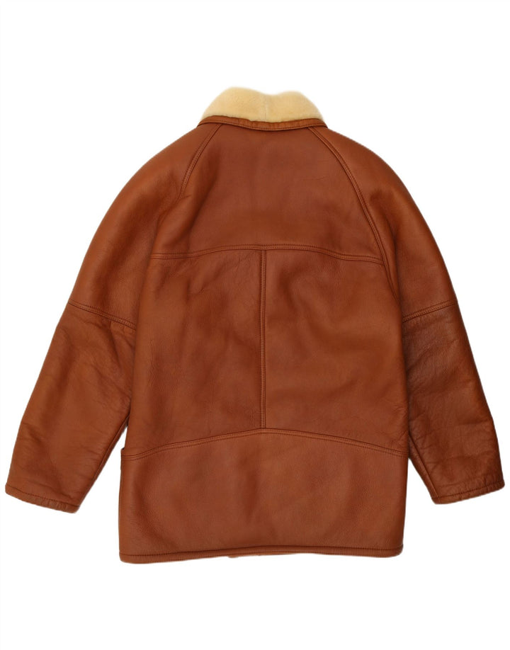 Vintage Herren Shearling Jacke IT 52 XL Braun Shearling