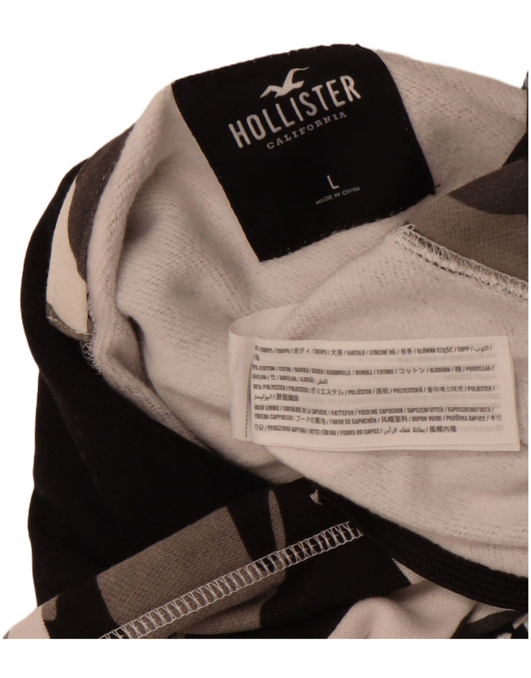 HOLLISTER Herren-Kapuzenpullover, groß, graue Camouflage-Baumwolle
