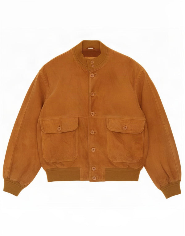 Grüne Blätter Herren Wildleder Bomberjacke IT 52 XL Beige Leder