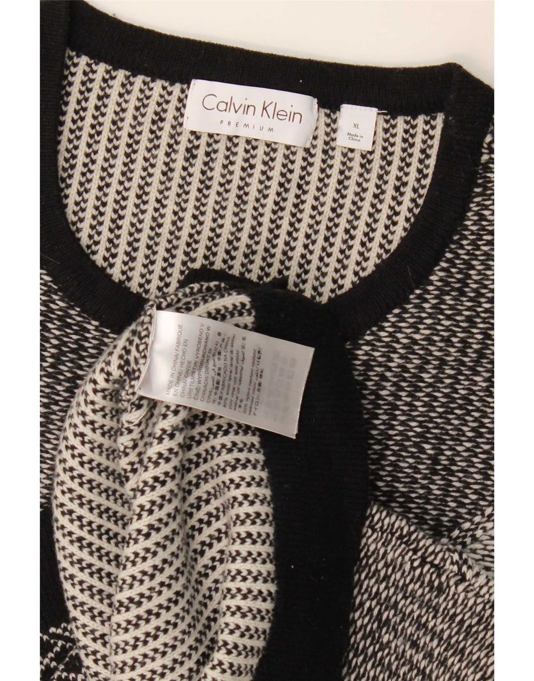 Calvin Klein Herren-Pullover mit Rundhalsausschnitt, XL, graue Farbblock-Wolle
