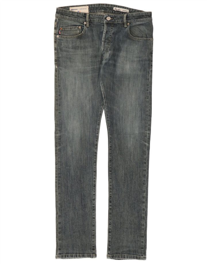 Blauer Herren Slim Jeans W34 L34 Blaue Baumwolle