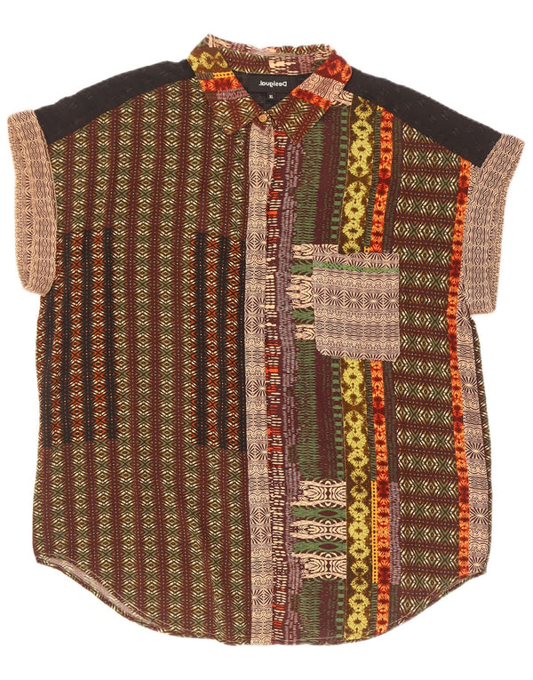 Desigual Womens Short Sleeve Shirt UK 18 XL Multicoloured Floral Viscose