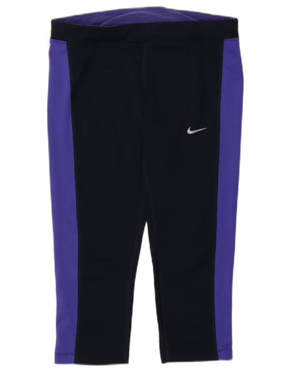 Nike Dri Fit Capri-Leggings für Damen, UK 12, mittleres Marineblau, Farbblock