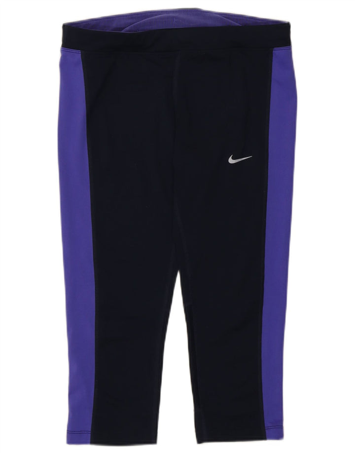 Nike Dri Fit Capri-Leggings für Damen, UK 12, mittleres Marineblau, Farbblock