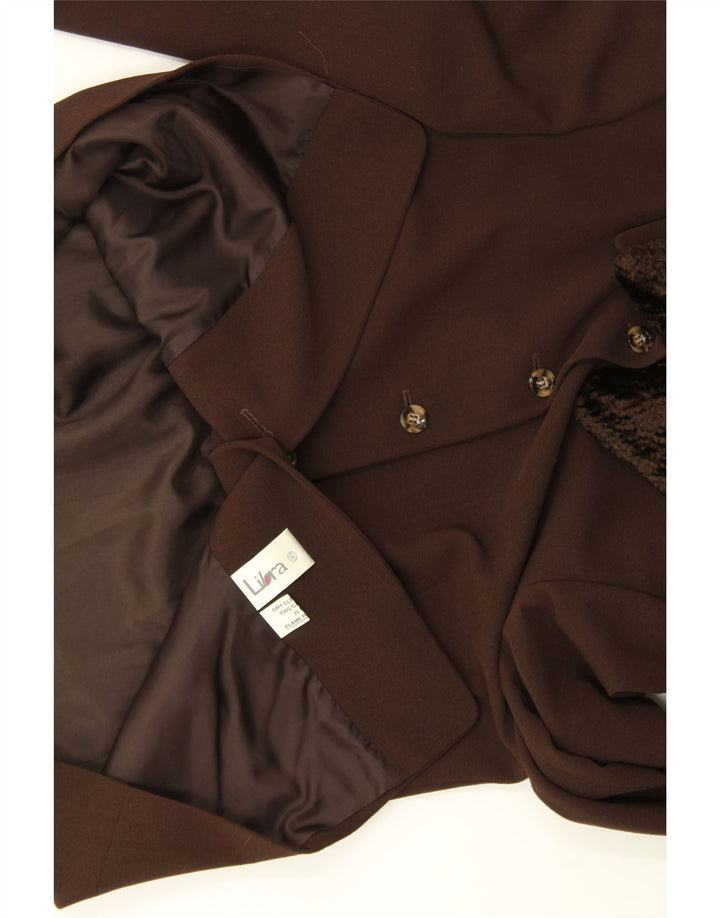 LIBRA Womens 5 Button Blazer Jacket UK 16 Large  Brown Polyester Vintage Libra and Second-Hand Libra from Messina Hembry 