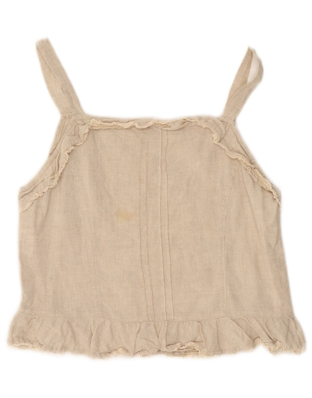 ALVIERO MARTINI Damen Crop Cami Top UK 14 Large Beige Leinen