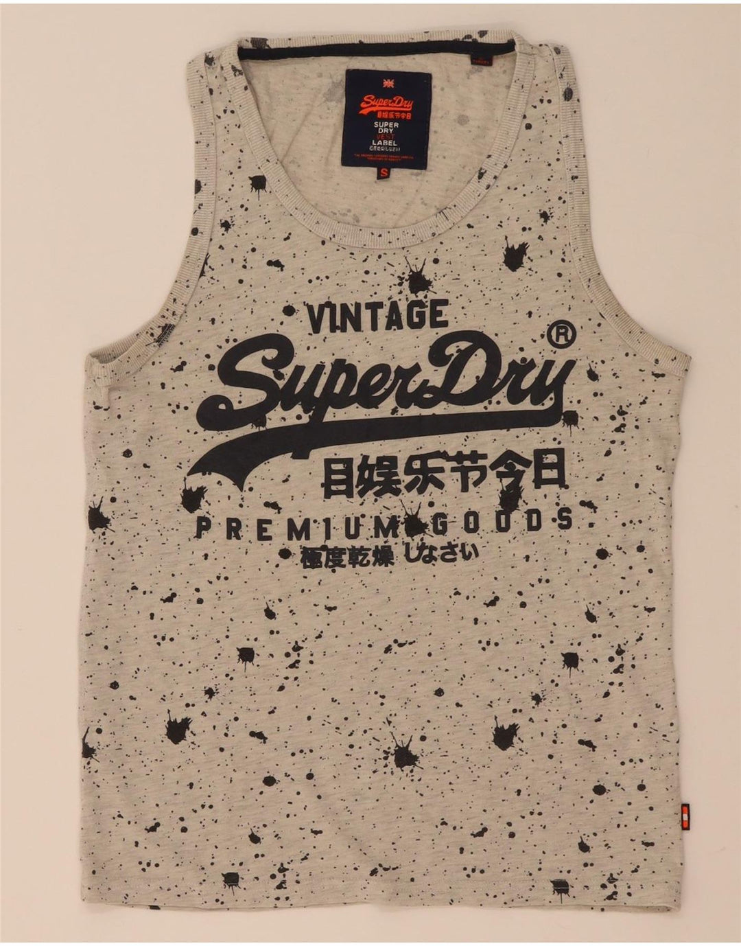 Superdry Herren-T-Shirt mit Grafik, Größe S, grau gepunktete Baumwolle