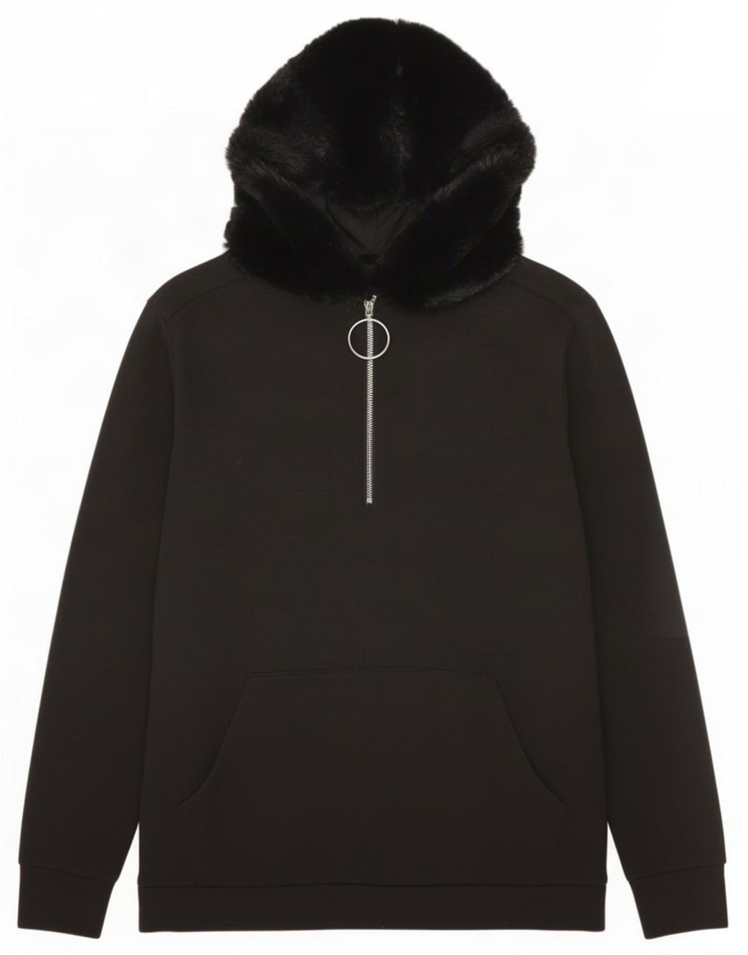 Zara Damen-Pullover, übergroß, mit Reißverschluss, Kapuzenpullover, Gr. 10, Größe S, Schwarz, Polyester
