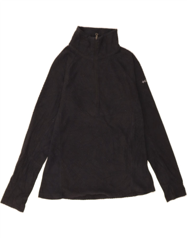 COLUMBIA Womens Zip Neck Fleece Jumper UK 14 Medium Black Polyester Vintage Columbia and Second-Hand Columbia from Messina Hembry 