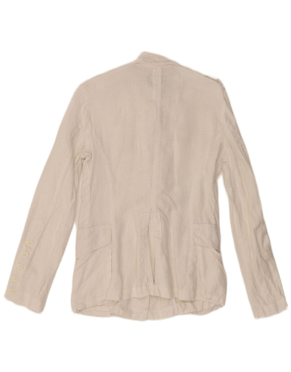 Calvin Klein Jeans Damen Militärjacke UK 10 Small Weißes Leinen