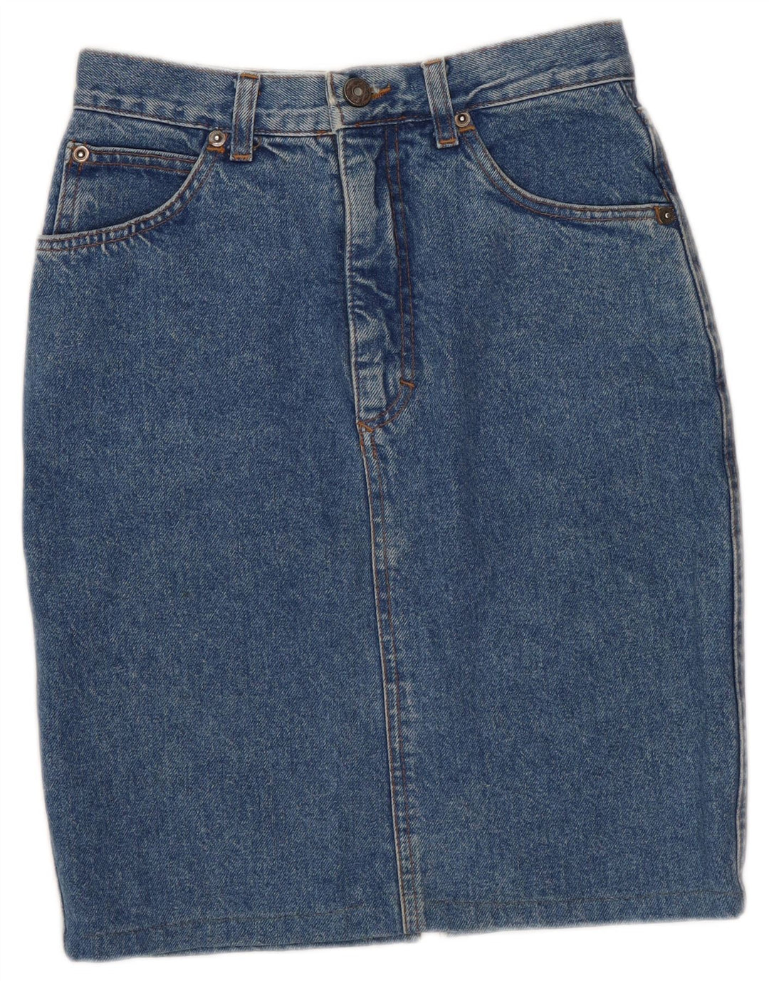 STEFANEL Damen Jeansrock IT 40 Small W26 Blau geblümte Baumwolle