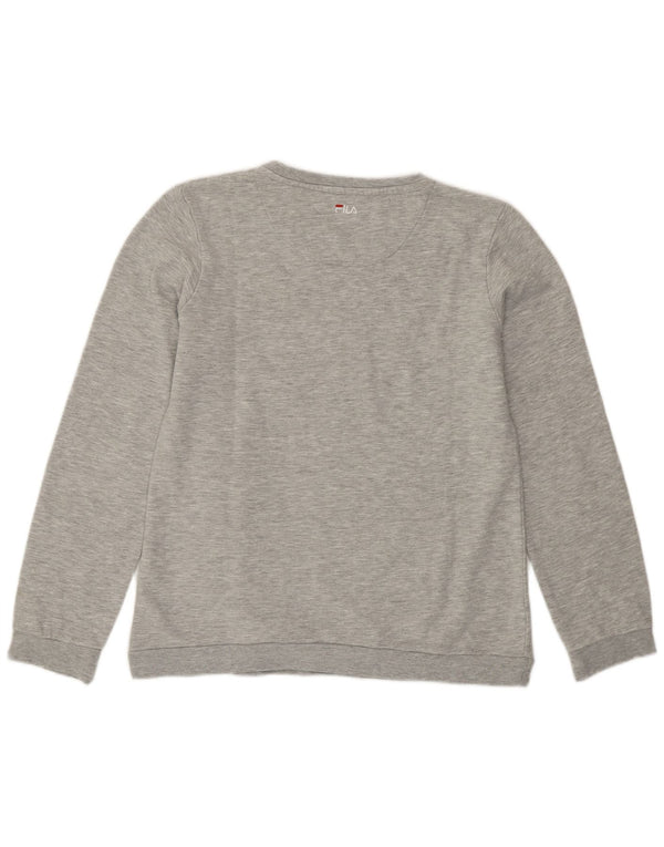 Fila Damen Grafik-Sweatshirt-Pullover UK 16 Large Graue Baumwolle