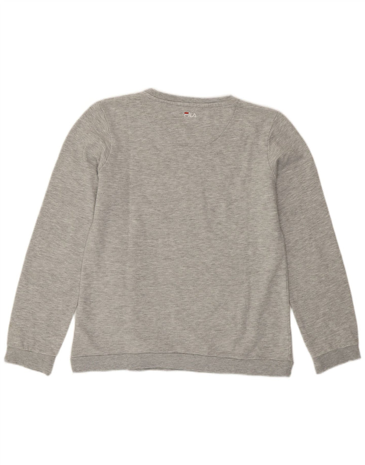 Fila Damen Grafik-Sweatshirt-Pullover UK 16 Large Graue Baumwolle