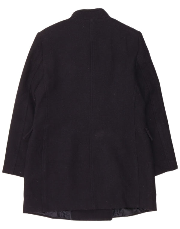 Zara Damen Zweireihiger Mantel UK 18 XL Marineblaue Wolle