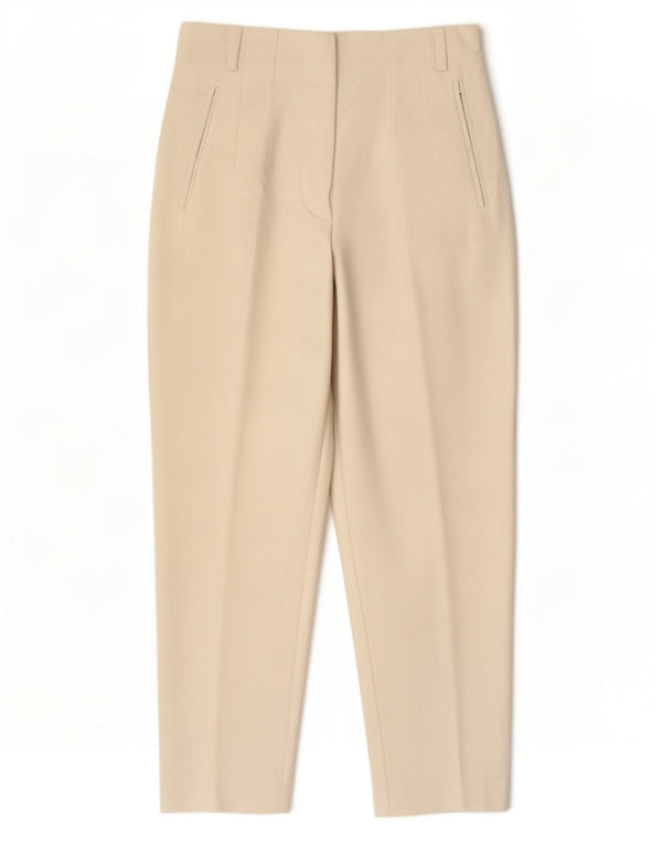 Zara Womens Crop Tapered Suit Trousers Medium W28 L26 Beige Polyester