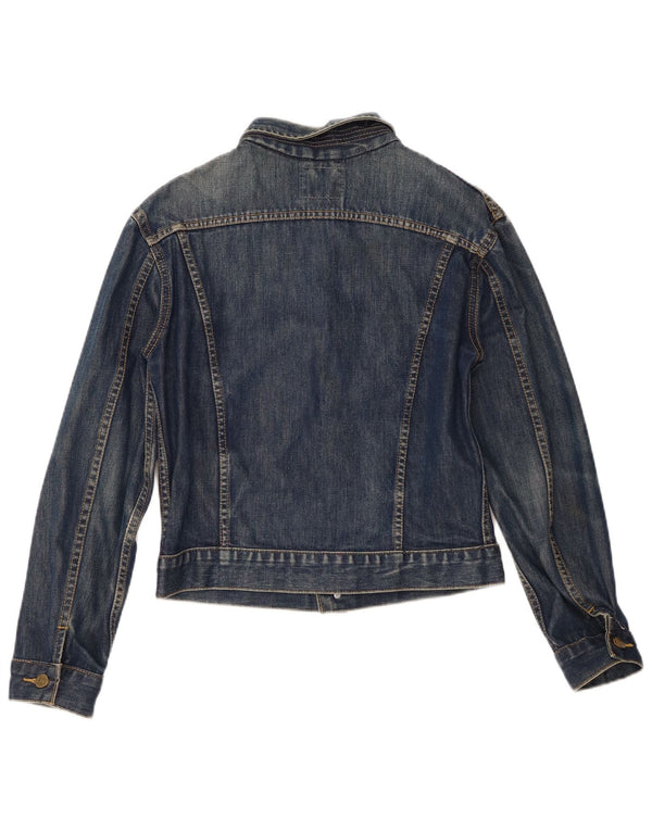 Lee Damen Jeansjacke UK 14 Große blaue Baumwolle