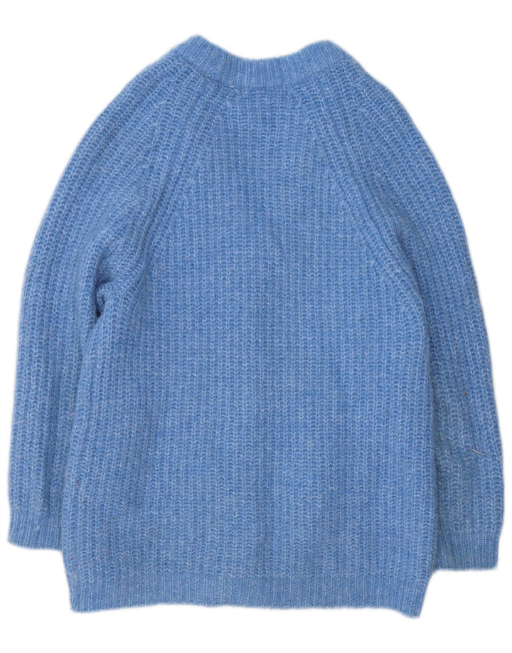 Zara Damen-Cardigan-Pullover, Gr. 10, klein, blau geflecktes Polyester