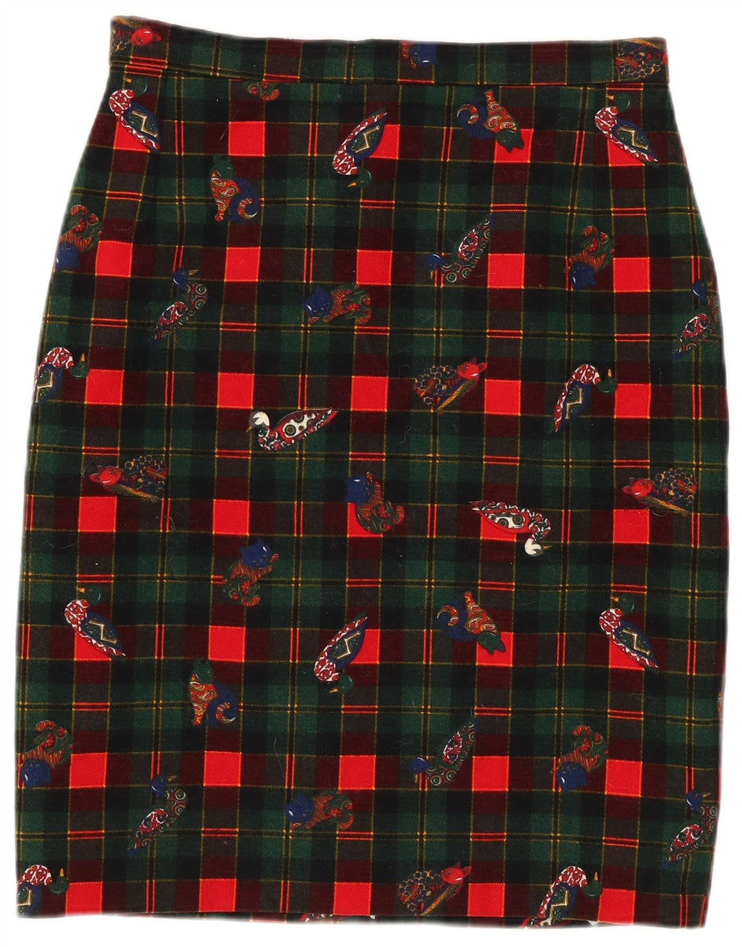 Vintage Damen Bleistiftrock mit Grafik, W26, klein, grün kariert