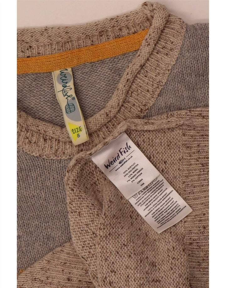 Weird Fish Damen-Pullover mit Rollkragen, Gr. 8, Grau, Farbblock