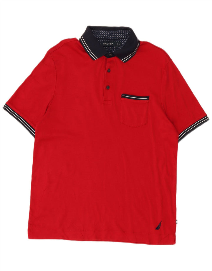 Nautica Herren-Poloshirt, klein, rot, Farbblock