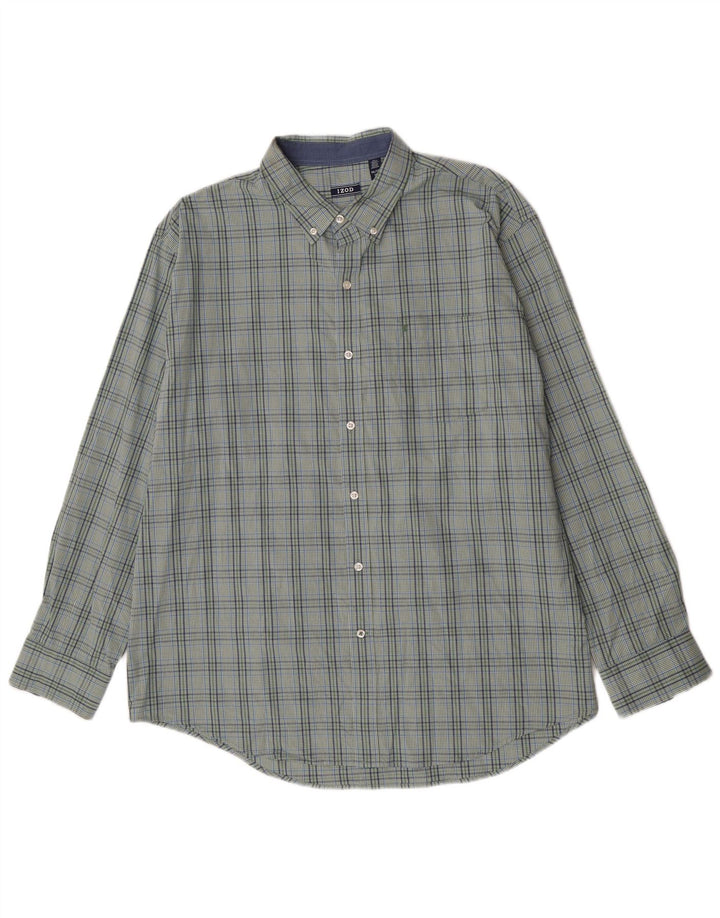 Izod Herren-Hemd mit normaler Passform, 2XL, grün kariert, Baumwolle